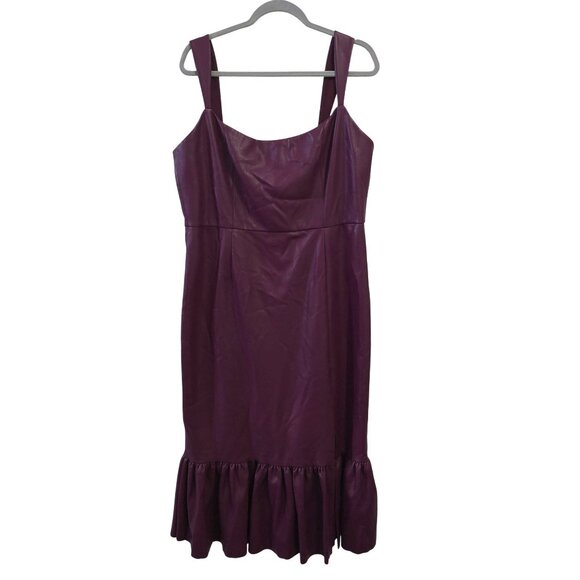 Sachin & Babi Dresses & Skirts - Sachin & Babi Size 14 Purple Maroon Faux Leather Midi Dress Slit Ruffle